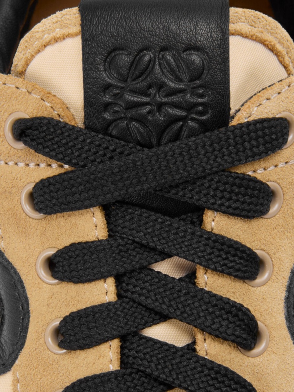 Loewe Beige Tan Black Leather-Trim Sneakers - Picture 6 of 11